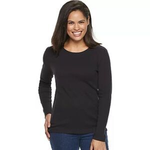 Croft & Barrow® Crewneck Women's Black Long-Sleeve Tee